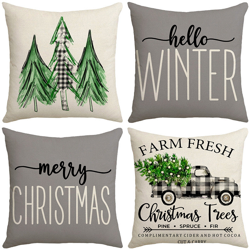 4-Piece Winter Forest Pillow & Pillowcase Set