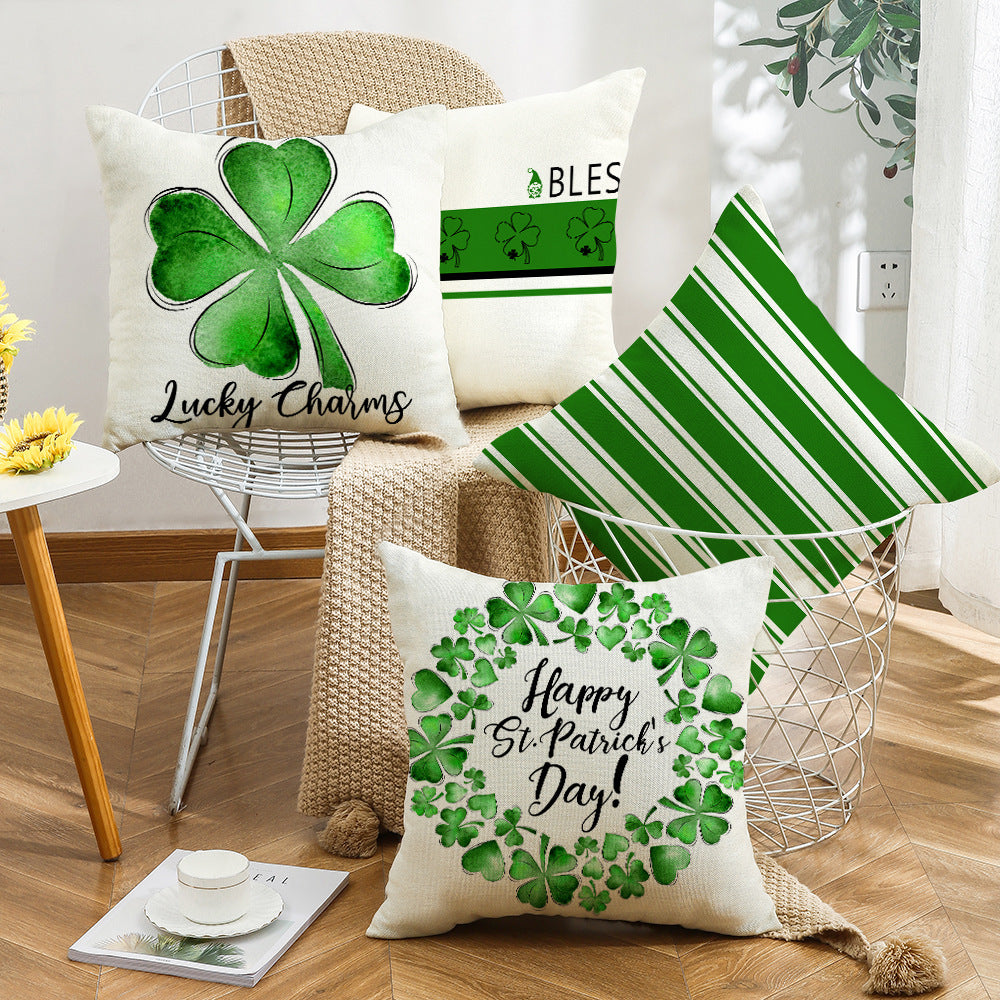 4-Piece Botanical Green Pillow & Pillowcase Set