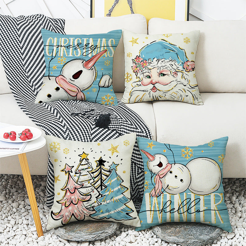 Pillow + Pillowcase 4-piece set Linen print sofa bedside home