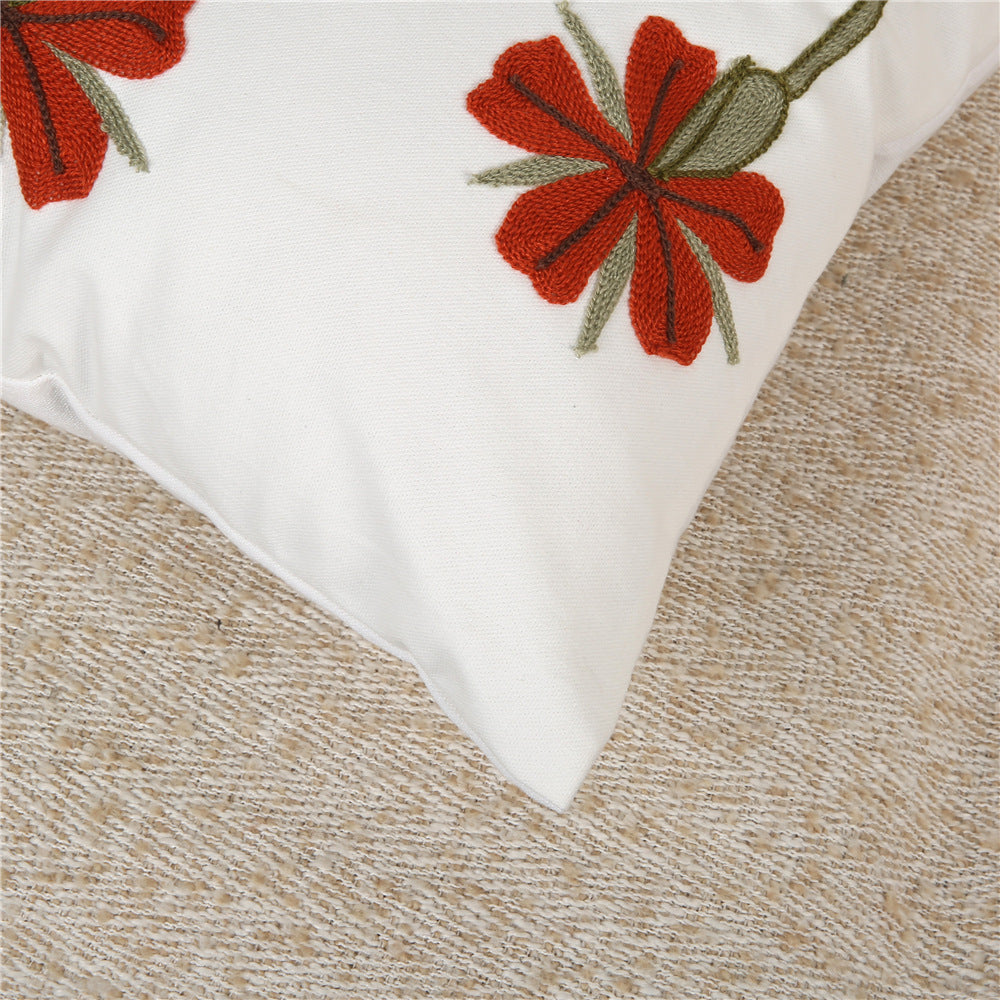4 - Piece Floral Embroidery Pillow and Pillowcase Set: Elegant Botanical - Inspired Home Decor for Cozy Living Spaces