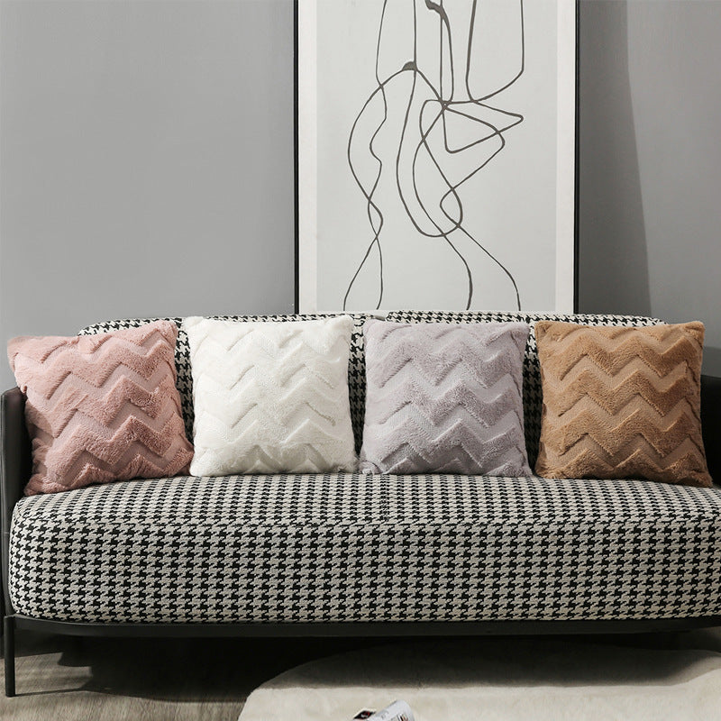 4-Piece Plush Zigzag - Textured Pillow & Pillowcase Set: Soft, Multicolor Cushions for a Cozy, Stylish Home Upgrade