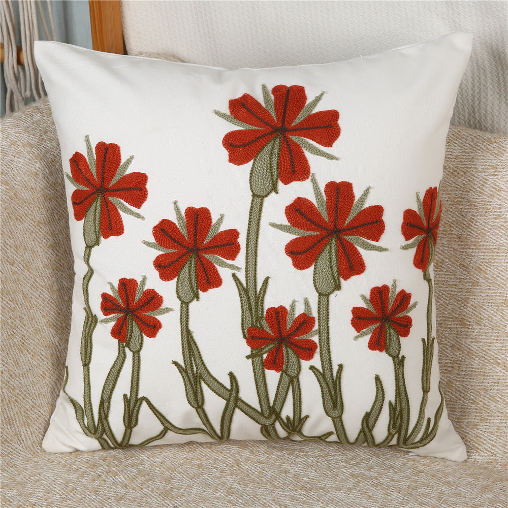 4 - Piece Floral Embroidery Pillow and Pillowcase Set: Elegant Botanical - Inspired Home Decor for Cozy Living Spaces