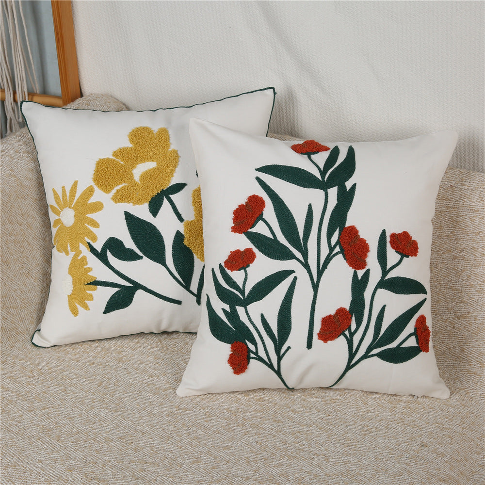 3 - Piece Exquisite Floral Embroidery Pillow and Pillowcase Set: Bringing Natural Elegance to Your Home Decor