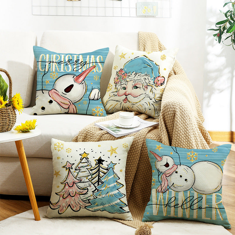 Pillow + Pillowcase 4-piece set Linen print sofa bedside home