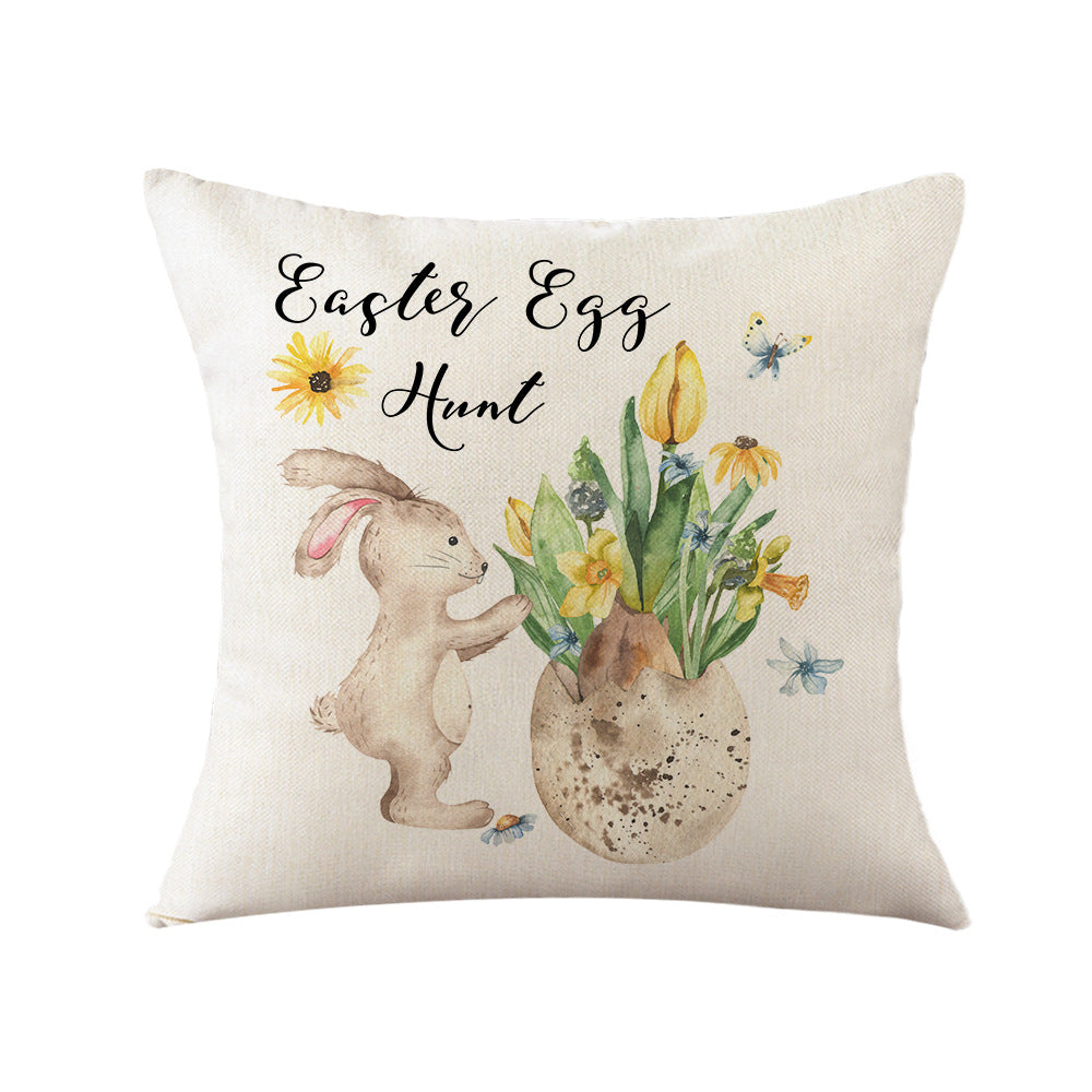 4-Piece Whimsical Spring Nest & Bunny Pillow & Pillowcase Set: Watercolor Nature Designs for a Serene, Homey Ambiance