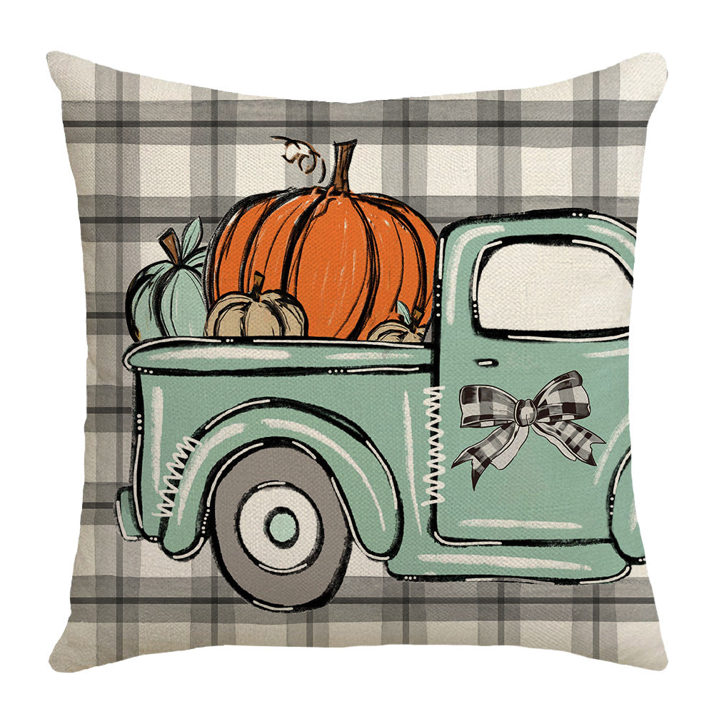4-Piece Autumn Harvest - Themed Pillow & Pillowcase Set: Whimsical Gnome, Pumpkin, and Truck Designs for a Cozy, Seasonal Home Upgrade