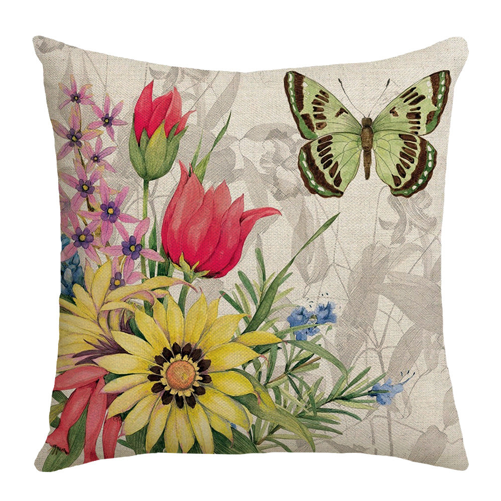 4-Piece Butterfly & Floral Pillow & Pillowcase Set: Watercolor Garden Designs for a Serene, Nature-Inspired Home
