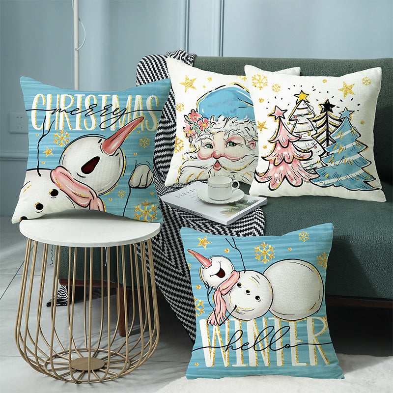 Pillow + Pillowcase 4-piece set Linen print sofa bedside home