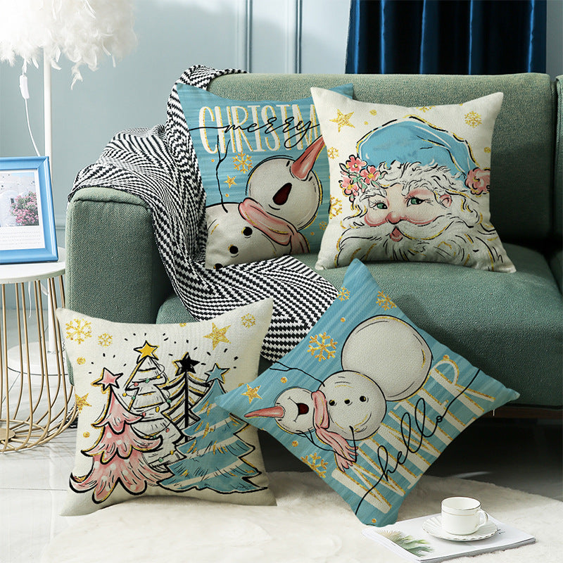 Pillow + Pillowcase 4-piece set Linen print sofa bedside home