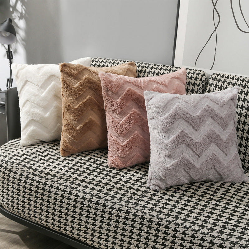 4-Piece Plush Zigzag - Textured Pillow & Pillowcase Set: Soft, Multicolor Cushions for a Cozy, Stylish Home Upgrade