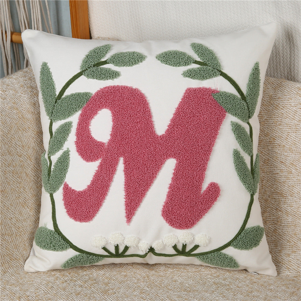 3-Piece Whimsical Letter-Embroidered Pillow & Pillowcase Set: Personalized Initials with Playful Textures for Charming Home Styling