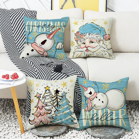 Pillow + Pillowcase 4-piece set Linen print sofa bedside home