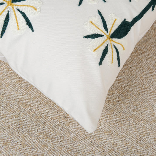 4 - Piece Floral Embroidery Pillow and Pillowcase Set: Elegant Botanical - Inspired Home Decor for Cozy Living Spaces