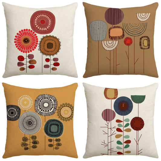 4 - Piece Artistic Floral - Patterned Pillow and Pillowcase Set: Vibrant Botanical Designs for a Stylish and Cozy Home Ambiance