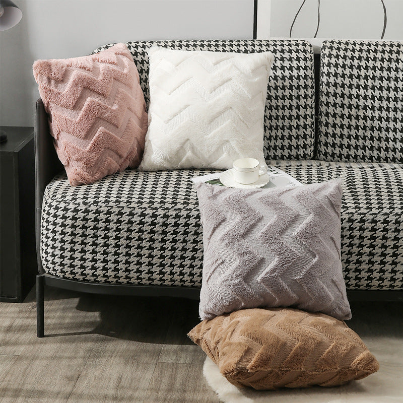 4-Piece Plush Zigzag - Textured Pillow & Pillowcase Set: Soft, Multicolor Cushions for a Cozy, Stylish Home Upgrade