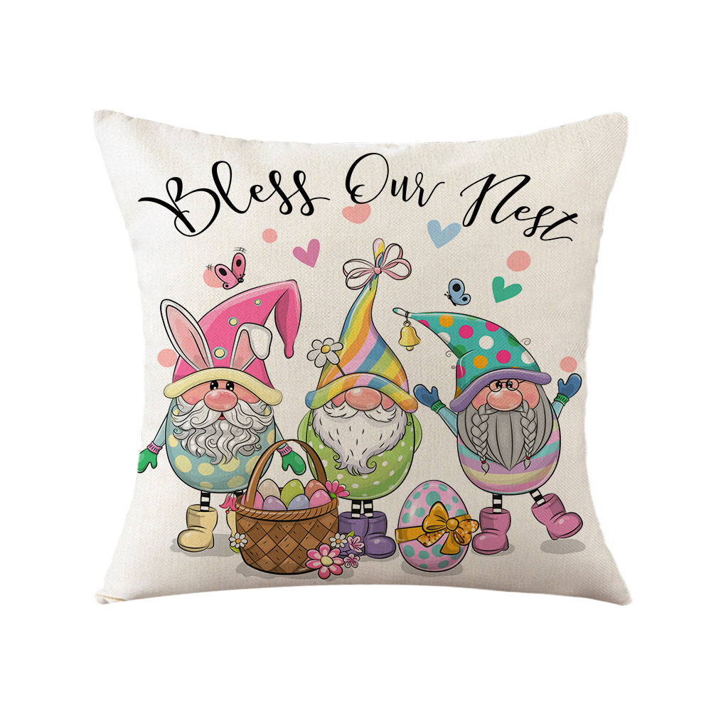 4-Piece Whimsical Easter - Themed Pillow & Pillowcase Set: Bunny, Chick, and Gnome Designs for a Charming, Spring - Inspired Home