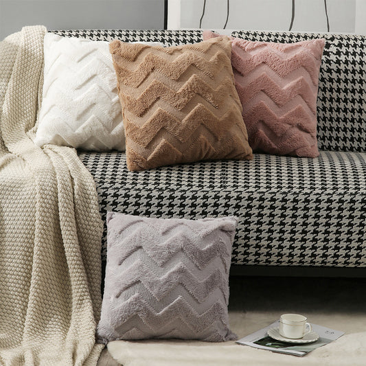 4-Piece Plush Zigzag - Textured Pillow & Pillowcase Set: Soft, Multicolor Cushions for a Cozy, Stylish Home Upgrade