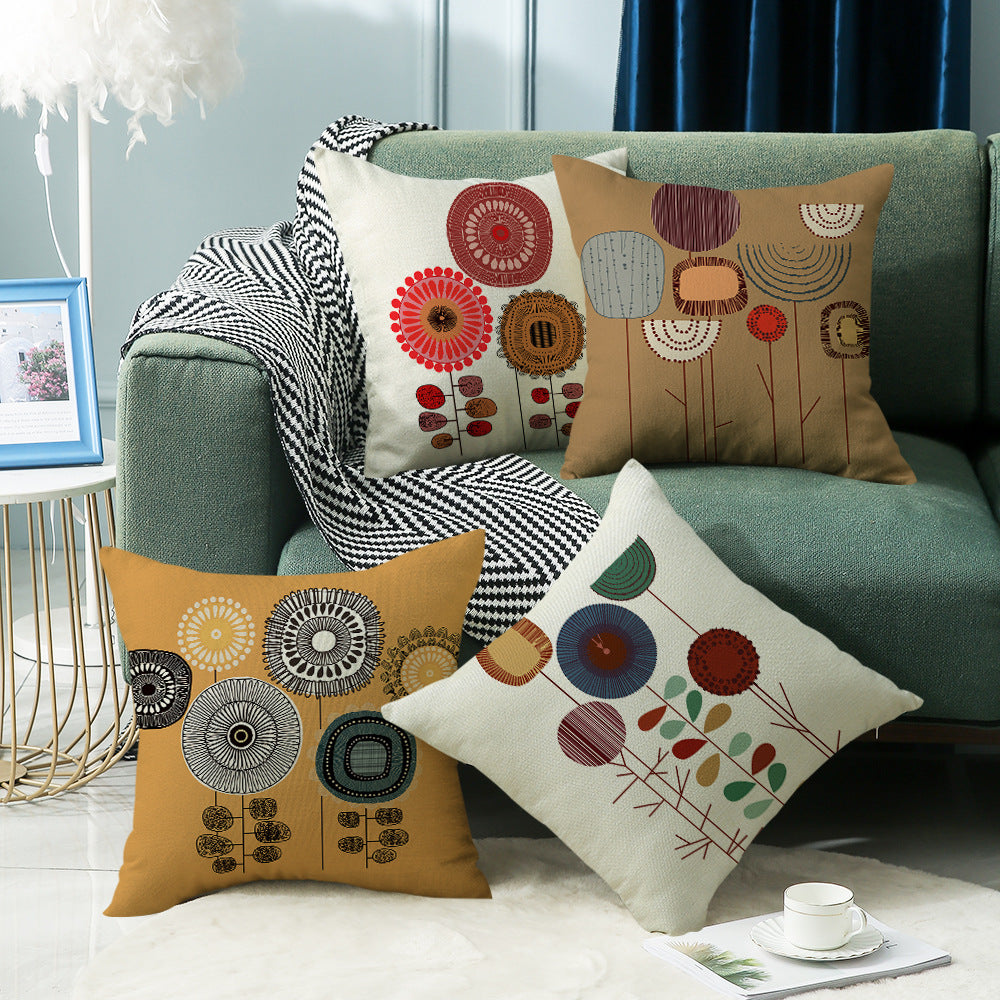 4 - Piece Artistic Floral - Patterned Pillow and Pillowcase Set: Vibrant Botanical Designs for a Stylish and Cozy Home Ambiance