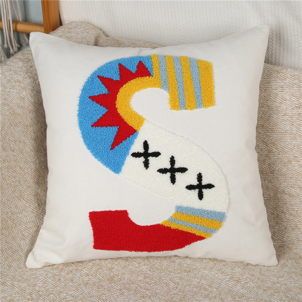 4 - Piece Colorful Letter - Themed Pillow and Pillowcase Set: Vibrant Embroidered Initials for Personalized Home Styling