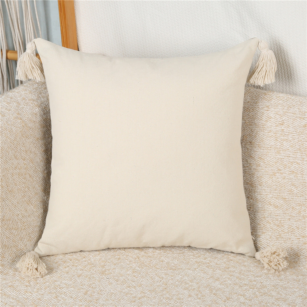 4 - Piece Bohemian - Style Woven Pillow and Pillowcase Set: Textured Geometric Patterns with Tassels for a Cozy, Earthy Home Vibe
