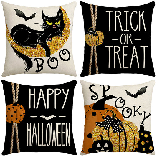 Halloween Decorative Pillow with Cushion Insert, 4-Piece Set – Sofa & Home Decor Throw Pillows