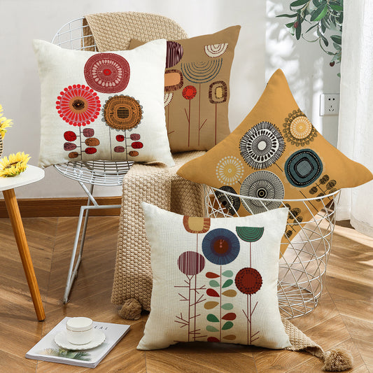 4 - Piece Artistic Floral - Patterned Pillow and Pillowcase Set: Vibrant Botanical Designs for a Stylish and Cozy Home Ambiance