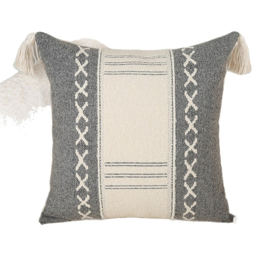 4 - Piece Bohemian - Style Woven Pillow and Pillowcase Set: Textured Geometric Patterns with Tassels for a Cozy, Earthy Home Vibe