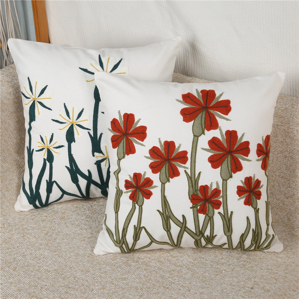4 - Piece Floral Embroidery Pillow and Pillowcase Set: Elegant Botanical - Inspired Home Decor for Cozy Living Spaces