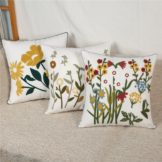 3 - Piece Exquisite Floral Embroidery Pillow and Pillowcase Set: Bringing Natural Elegance to Your Home Decor