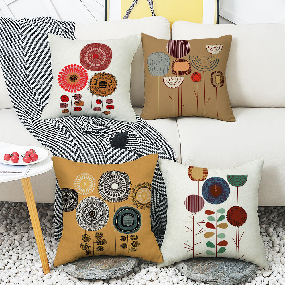 4 - Piece Artistic Floral - Patterned Pillow and Pillowcase Set: Vibrant Botanical Designs for a Stylish and Cozy Home Ambiance