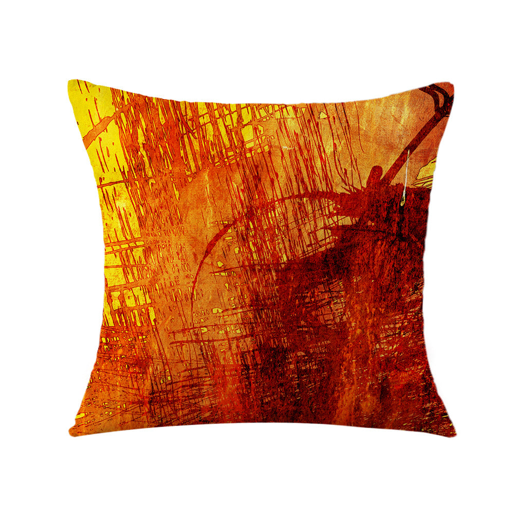 4-Piece Warm - Toned Abstract Art Pillow & Pillowcase Set: Rich Autumn - Hued Textures for a Cozy, Artistic Home Ambiance