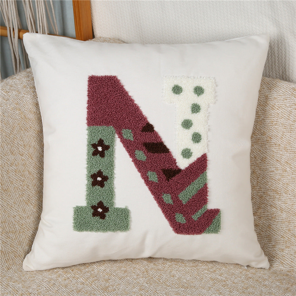 3-Piece Whimsical Letter-Embroidered Pillow & Pillowcase Set: Personalized Initials with Playful Textures for Charming Home Styling