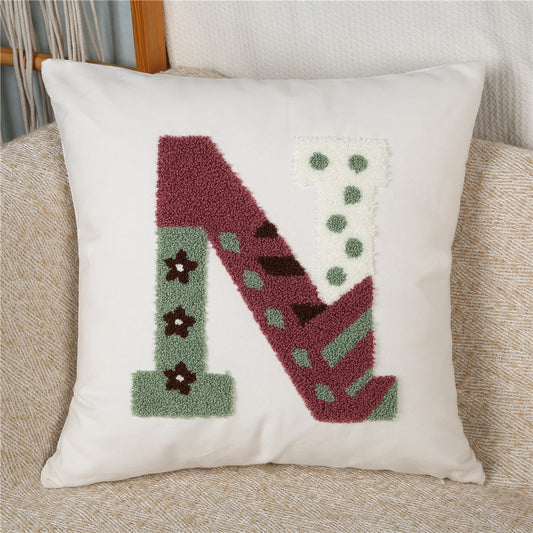 3-Piece Whimsical Letter-Embroidered Pillow & Pillowcase Set: Personalized Initials with Playful Textures for Charming Home Styling